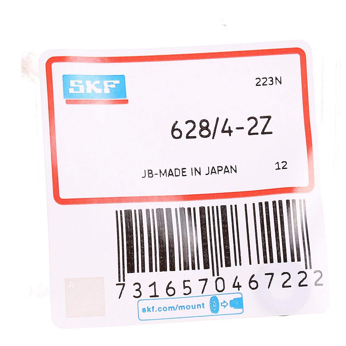 SKF 628/4-2Z Radial Deep Groove Ball Bearing, 4 ID, Bearing steel - Image 2