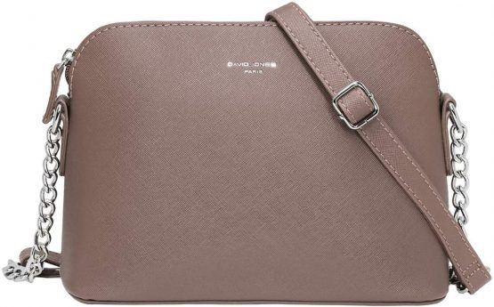 David Jones - Women's Small Crossbody Bag - Chain Shoulder Bag - Saffiano PU Faux Leather Rigid Messenger Bag - Evening Party City Clutch - Ladies Zip Handbag - Fashion Elegant Simple