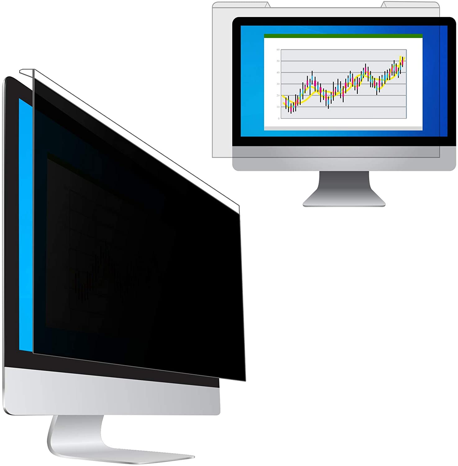 EPHY Easy On/Off Removable Hanging Frame Privacy Screen Filter w/Anti-Blue Light/Anti-Scratch/Anti-UV for 23" 23.6" 23.8" 24" 16:9 16:10 Widescreen