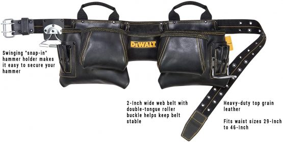 DEWALT DG5472 Carpenter's Top Grain Leather Apron, 12 Pocket - Image 3