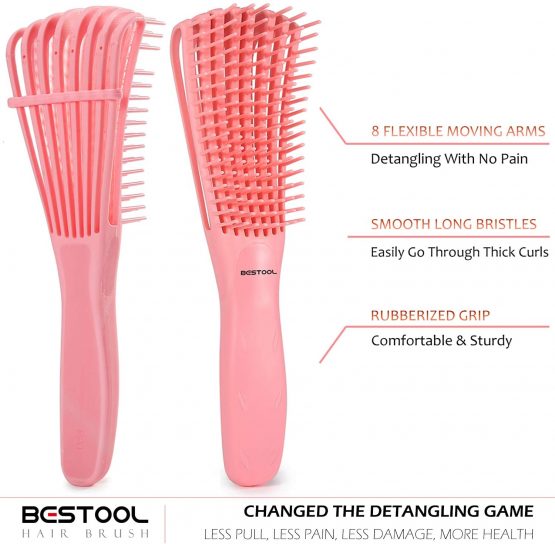 BESTOOL Detangling Brush for Black Natural Hair, Detangler Brush for Natural Black Hair Curly Hair Afro 3/4abc Texture, Faster and Easier Detangle Wet or Dry Hair with No Pain (Pink) - Image 3