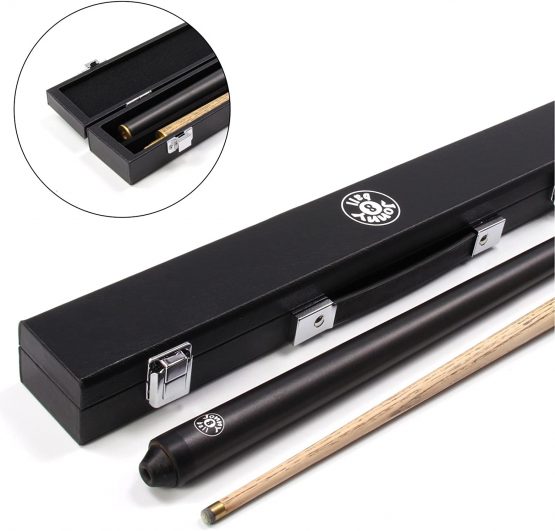 Jonny 8 Ball 36” BLACK JET Junior Ash Pool Snooker Cue & MATCHING Hard Case
