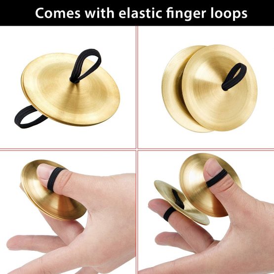 6 Pieces Finger Cymbals Belly Dancing Finger Dance Finger Zills Dance Finger Musical Instrument for Dancer Party (Brass, Gold) - Image 4