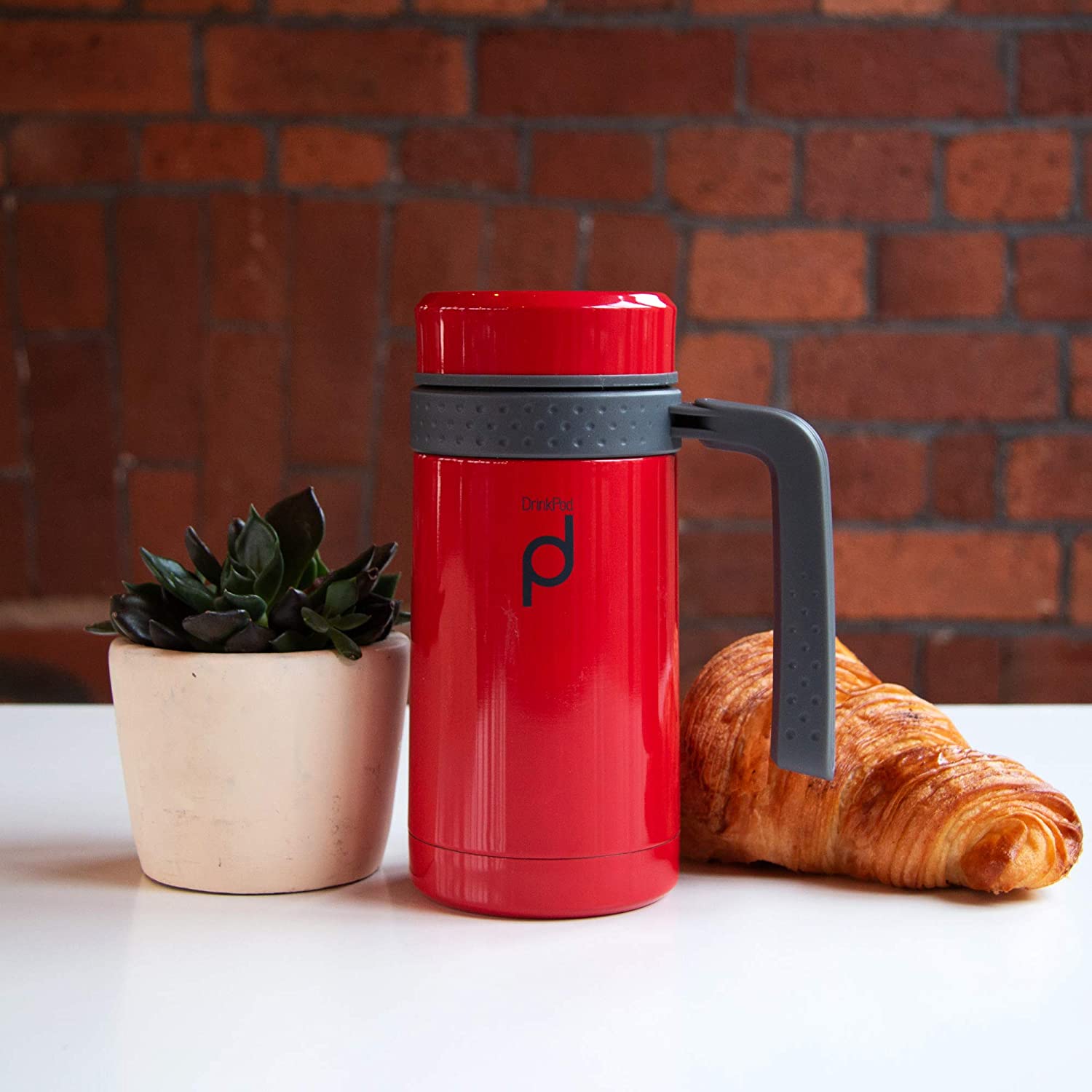 Drink Pod Vacuum Insulated Leak-Proof Flask, 450ml, Red - Image 3