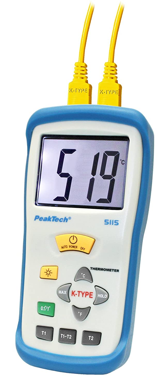 PeakTech 2 Channel Professional Digital Thermometer with Large Display for Type K Sensor/Thermocouple -50 +1300 °C; 2000 Count - Image 2