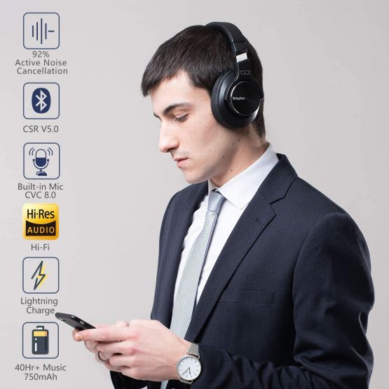 Wireless Active Noise Cancelling Headphones Bluetooth 5.0,Srhythm NC75 Pro Over-Ear Headset with Mic,Fast Charge,Hi-Fi,40 Hours Playtime for all Bluetooth Devices - Image 3