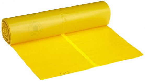 Deiss Premium 13730 Rubbish Bags, 575 mm x 1000 mm, 25 per roll, Yellow