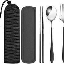 loopki Portable Reusable Travel Cutlery Set,Stainless Steel Cutlery Set Portable Camp Reusable Flatware Silverware,Include Fork Spoon Chopsticks with Case