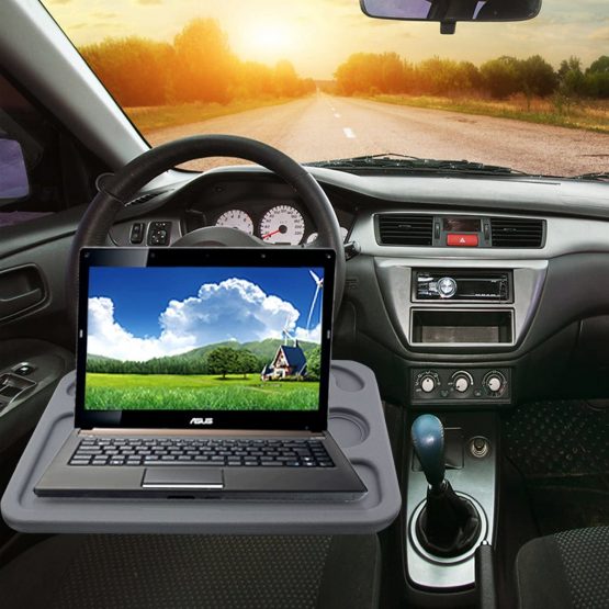 ESUMIC® Car Laptop/Eating Steering Wheel Desk (Gray) - Image 2