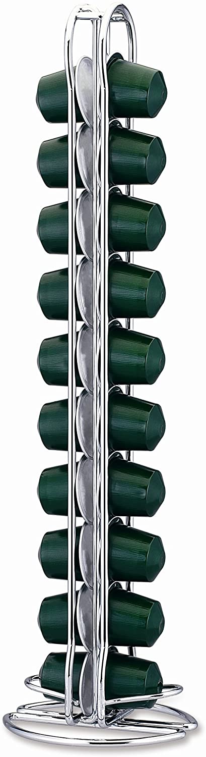 Fackelmann Nespresso 20992 Coffee Capsule Holder/Dispenser for 20 Capsules 2 Columns Metal Wire, Silver, 10 x 9 x 36.6 cm - Image 2