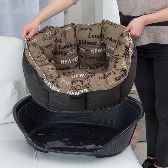 Ferplast Cushion for dog and cat bed SOFA' CUSHION 8 Padded spare cover for pet bed, Soft cotton washable, Adjustable with elastic cord, 85 x 62 x h 28,5 cm Brown - Image 4