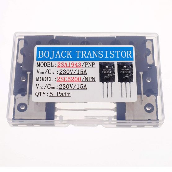 BOJACK 5 Pairs 2SA1943 2SC5200 Amplifier Transistor PNP NPN High Power Black Audio SiliconTransistor TO-3PL (Pack of 10 pcs)