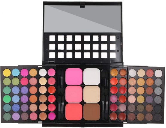 78 Colors Eyeshadow Palette, All-in-one Push-Pull Long Lasting Make Up Kits with 8 Brushes for Women & Girls