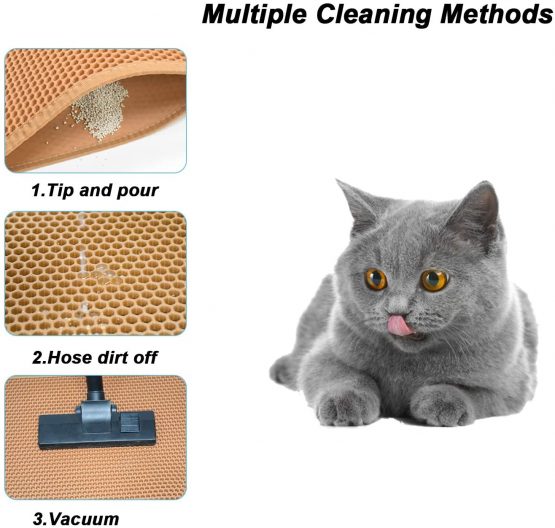 Pieviev Cat Litter Mat Litter Tray Mat of Large Size Double Layer Honeycomb Large Holes Design Waterproof EVA Material BPA Free, Soft on Paws and Washable (76X61cm, Brown) - Image 4