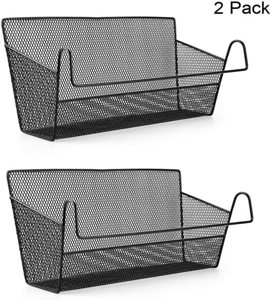 SUMNACON 2 Pcs Bedside Hanging Storage Baskets Dormitory Bed Organiser Caddy Desktop Storage Rack for Home Office School Dorm Room Bunk bed (Black)