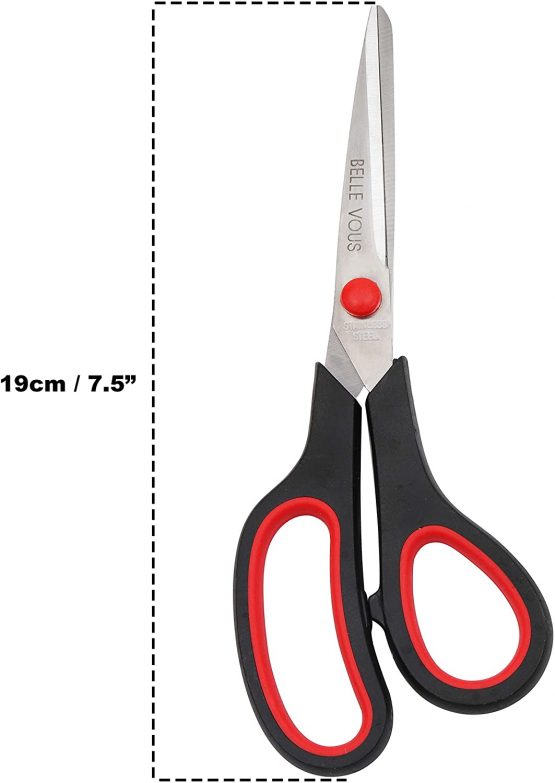 Belle Vous Scissors Multipack (10 Pack) - 19.5cm/7.68 inch Overall Length - Sharp Stainless Steel Blades - Soft Comfort Grip Handles - for Office and Home - Multipurpose Craft Scissors - Image 2