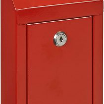 Metal Wall Mounting or CounterTop Charity Donation Collection Box Secure Suggestion and Ballot Box with Top Coin Slot, Lock Included with 2 Keys (Red)