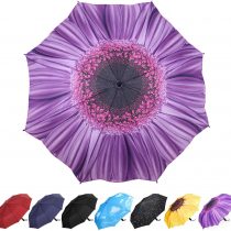 YumSur Windproof Travel Umbrellas - Lightweight Automatic Compact Folding Umbrella Violet Daisy Design, Reinforced Canopy, Auto Open/Close, for Men and Women