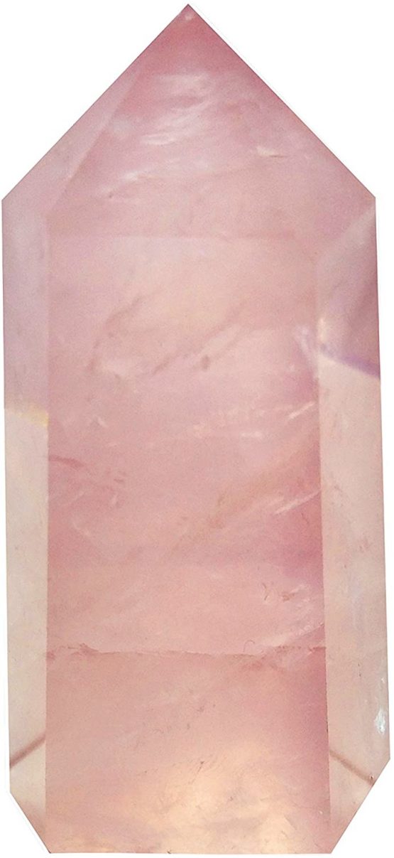 Healing Crystal Wands Point Faceted Prism Bars for Reiki Chakra Meditation Therapy Deco (Rose Quartz)