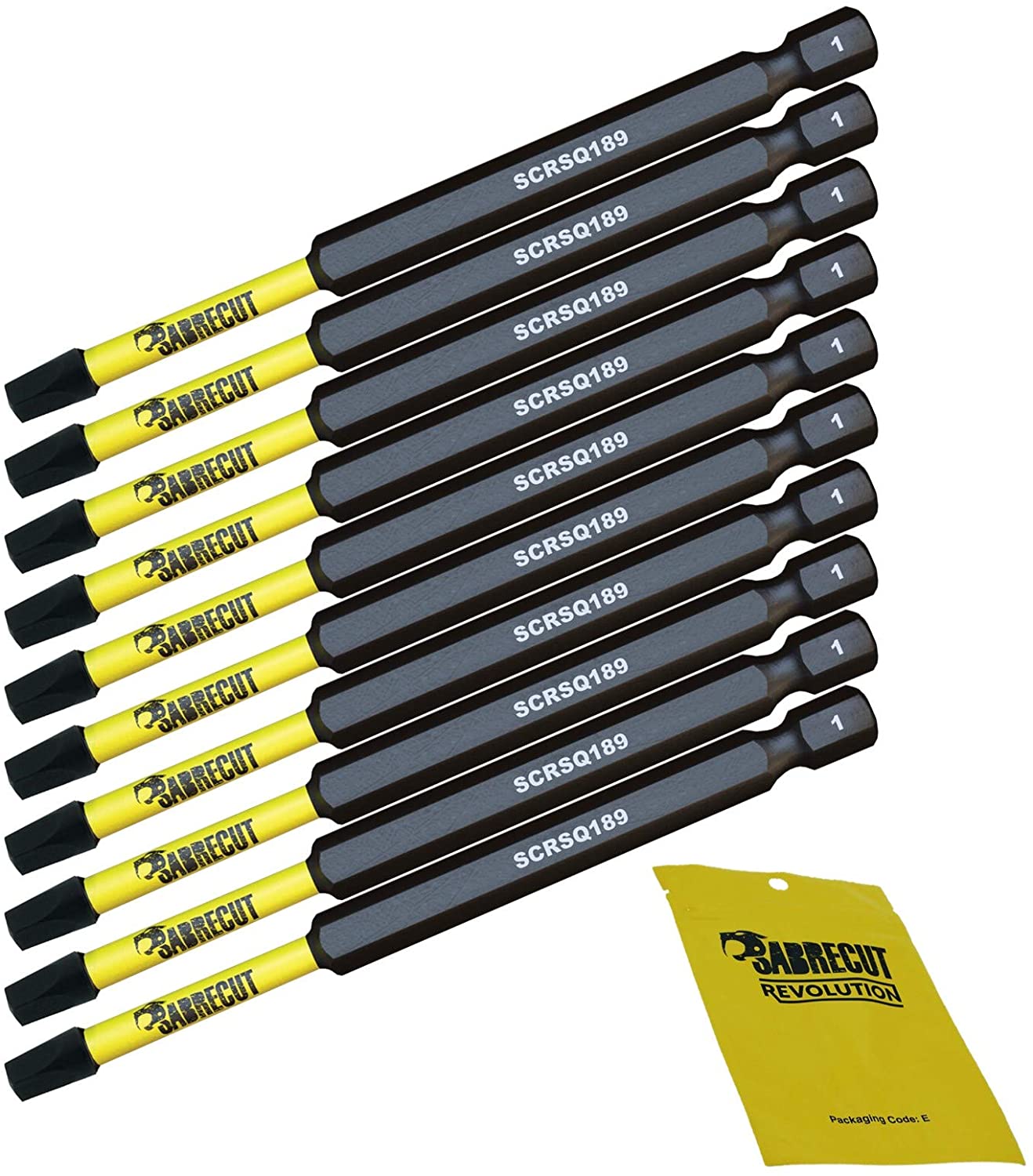 10 x SabreCut SCRSQ189_10 89mm SQ1 Square Magnetic Impact Screwdriver Driver Bits Set Single Ended Heavy Duty