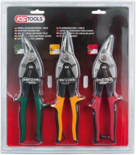 KS Tools 118.0050 Tin snips sheet metal shear set, 3 pcs