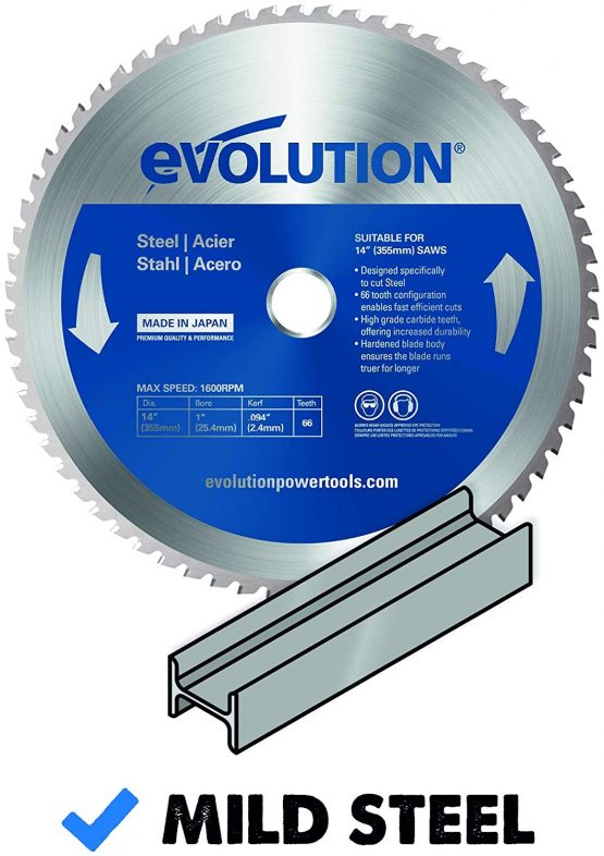 Evolution Power Tools HTC255STEEL Mild Steel Carbide-Tipped Blade, 255 mm - Image 2