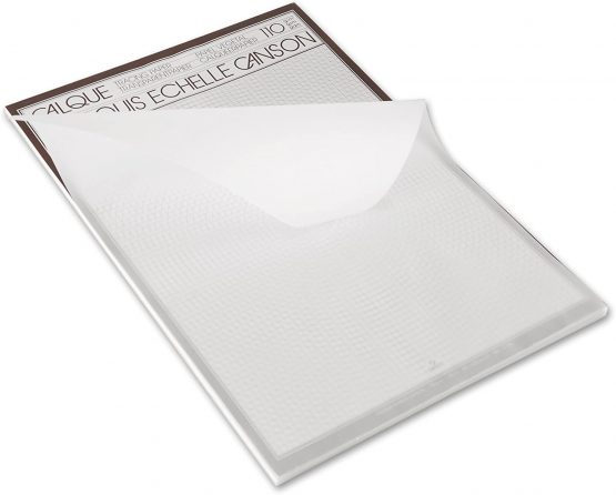Canson A3 110 GSM Short Side Glued Pad Translucent Sketching Tracing Paper with Scale (Pack of 50 Sheets)