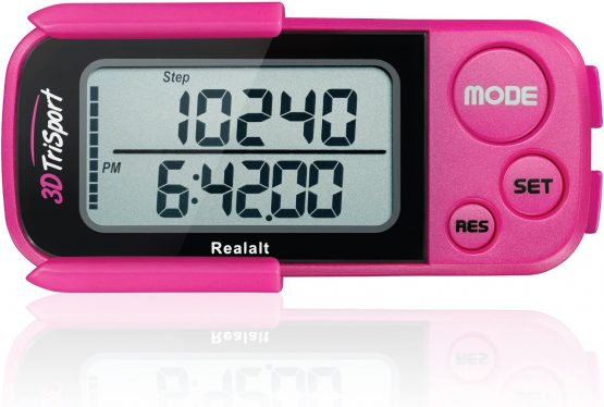 Realalt 3DTriSport 3D Pedometer, Accurate Step Counter with Clip and Strap