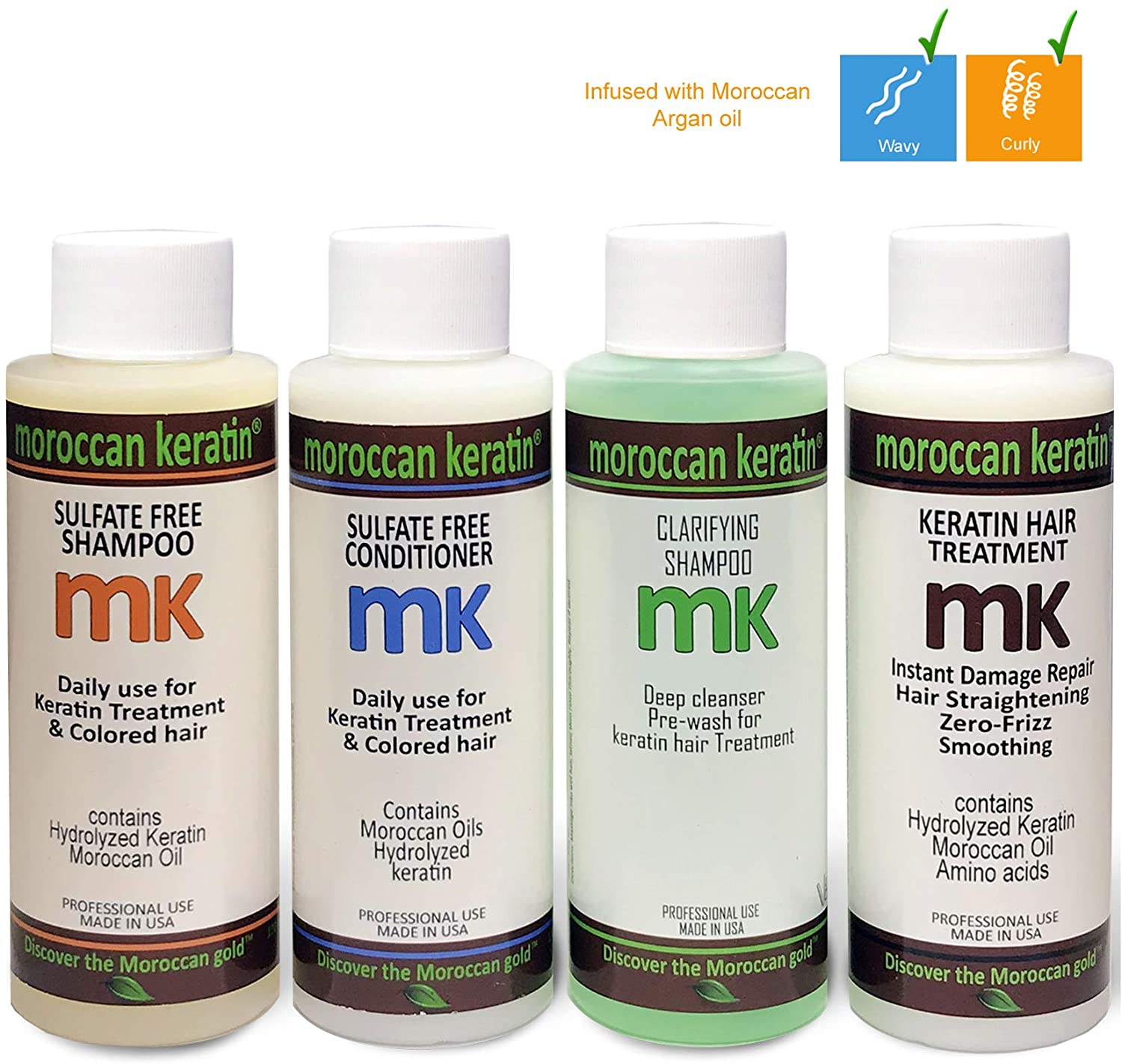 MOROCCAN KERATIN New Look. Keratin Hair Treatment Straightening Brazilian Complex Blowout SET 120ML x4 Professional Results Salon or Home Formaldehyde-Free - Image 2