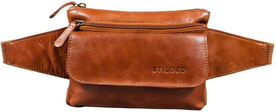 STILORD 'Atlanta' Small Waist Bumbag Leather Vintage Belly Bag Belt Bag for Men Women Ladies for Festival Running Dog Walking Hiking Pouch Bag, Colour:Cognac Dark Brown - Image 2