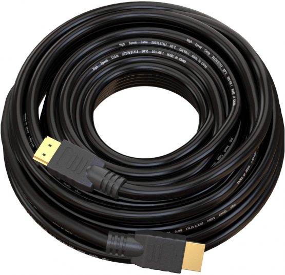 15M HDMI Cable v1.4 by True HQ™ | HIGH SPEED Long Lead with Ethernet ARC 3D | Full HD 1080P PS4 Xbox One Sky HD TV Laptop PC Monitor CCTV | Black & Gold Plated