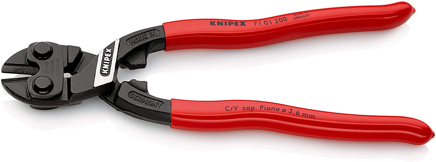 KNIPEX Cobolt Compact Bolt Cutter Self-Service Card with Plastic Coating 200 mm, 71 01 200 SB, Black - Image 2