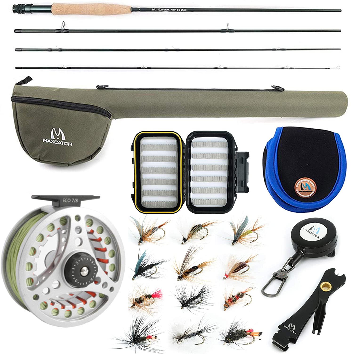 M MAXIMUMCATCH Extreme Fly Fishing Rod and Reel Combo Kit 9´8