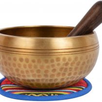 Tibetan Hand Hammered Singing Bowl with matching Ethnic pouch. For Relaxation, Healing & Mindfulness (Ham-Medium) (B41)