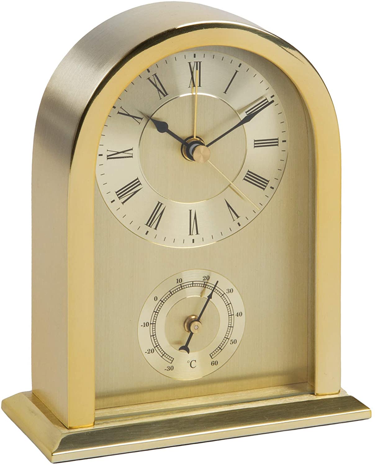 WILLIAM WIDDOP Arched Mantel Clock Gold Aluminium Case, Gold Finish