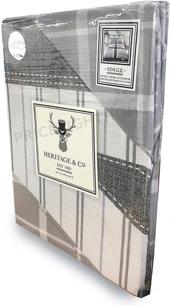 Rapport Home Cool Britannia Quilt Duvet Cover Bed Set, Grey, Single - Image 2