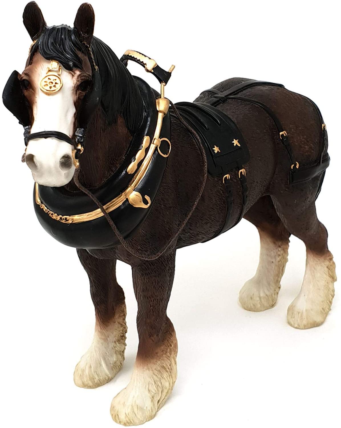 Leonardo Shire Horse With Harness Ornament, Length 23cm, Bay - Image 3