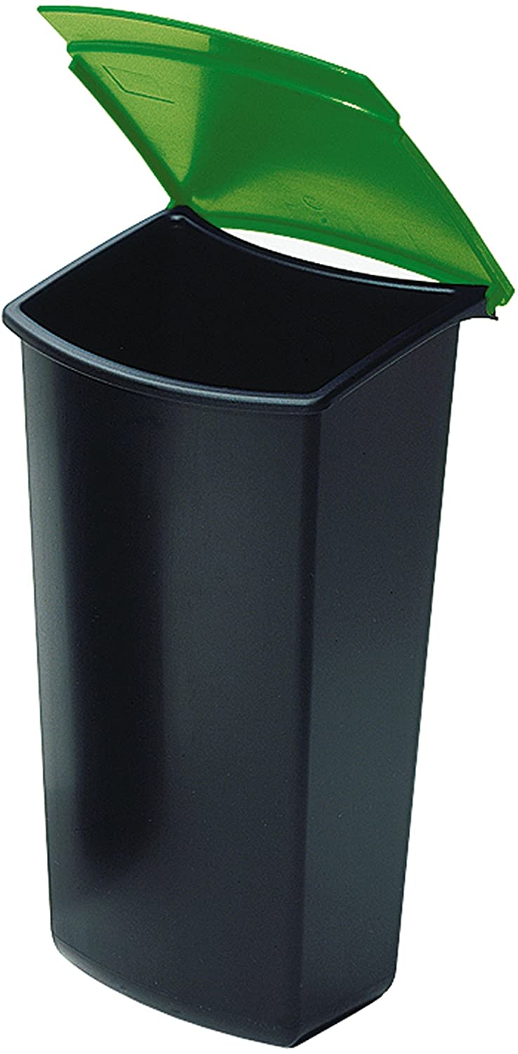 HAN 1843-05, MONDO waste insert with lid. Trendy and practical, ideal for waste separation 3 litres, black-green - Image 2