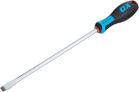 OX OX-P362225 Screwdriver - Pro Series Slotted Screwdriver - Heavy duty Flared Tip Screwdriver - Multicolour - 250 x 10 mm