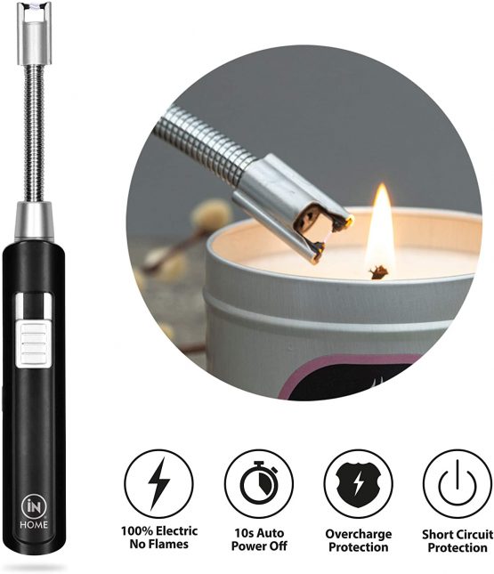 iN HOME ARC USB Electric Lighter with Flexible Head, Rechargeable and Flame-less