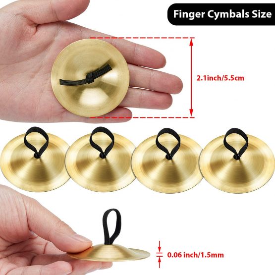 6 Pieces Finger Cymbals Belly Dancing Finger Dance Finger Zills Dance Finger Musical Instrument for Dancer Party (Brass, Gold) - Image 2