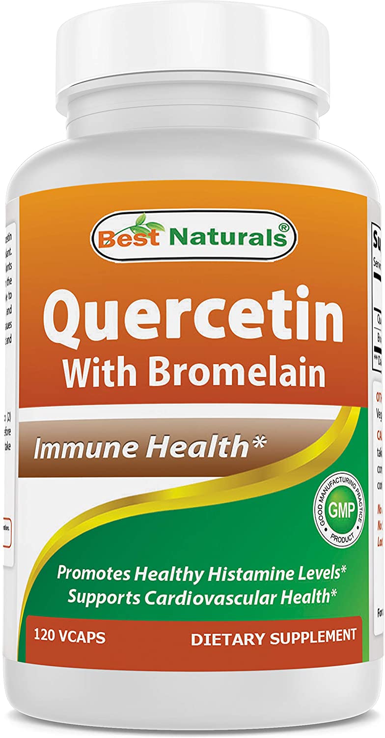 Best Naturals Quercetin with Bromelain Veggie Capsule, 800mg of Quercetin & 165 mg of Bromelain (2400 GDU/g)
