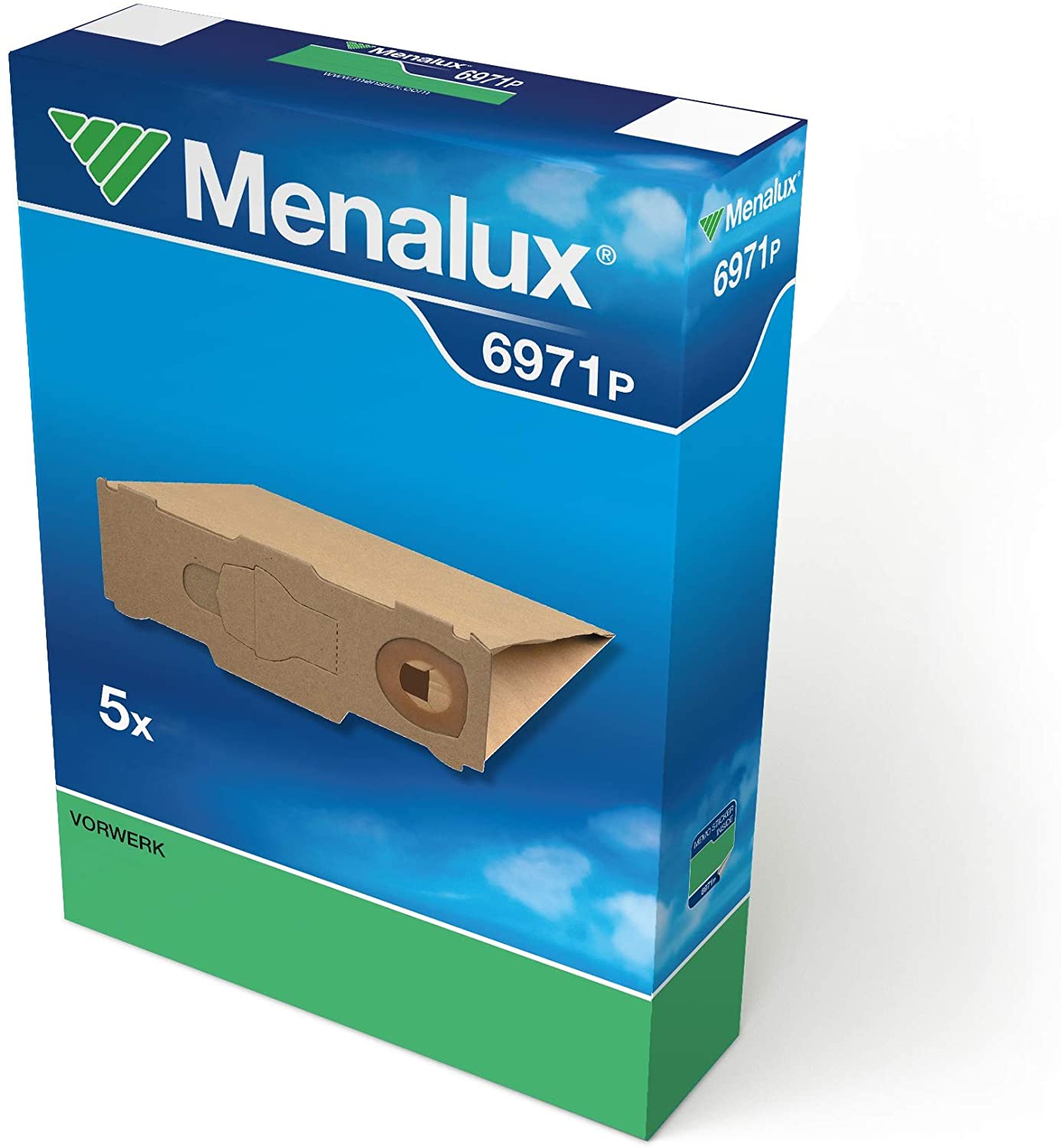 Menalux 6971 P 5 x Vacuum Bag for Vorwerk, White