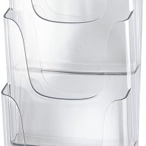 SIGEL LH135 Wall-Mounted Literature Holder, for A4, with 3 compartments, acrylic, clear, 2 pcs.