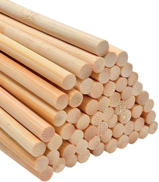 60 Long Bamboo Sticks Wooden Dowel Rods Natural Unfinished Wood Bamboo Craft Sticks (6 mm x 30 cm)