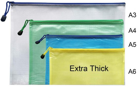 A3 Document Folder File Zipper Bags Plastic Wallets Folder Extra Thick (A3-5PCS) - Image 4