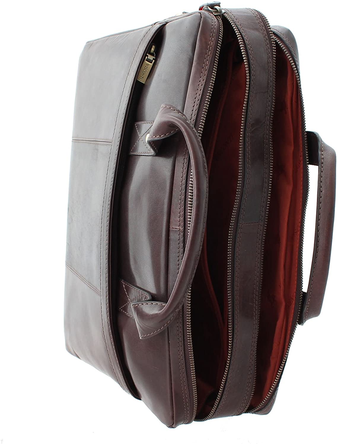 VISCONTI ANDERSON Leather Briefcase/Business Bag With Removable Laptop Sleeve - ML24 Brown - Image 4