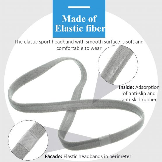 9 Pieces Thick Non-Slip Elastic Sport Headbands, Elastic Silicone Grip Exercise Hair and Sweatbands for Yoga - Image 3