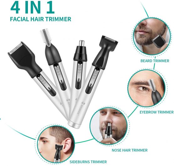 Ear and Nose Hair Trimmer Clipper, Professional USB Rechargeable Painless Facial Hair Trimmer for Men and Women, 4 in 1 Waterproof Hair and Beard Remover, Dual Edge Blades for Easy Cleansing - Image 2