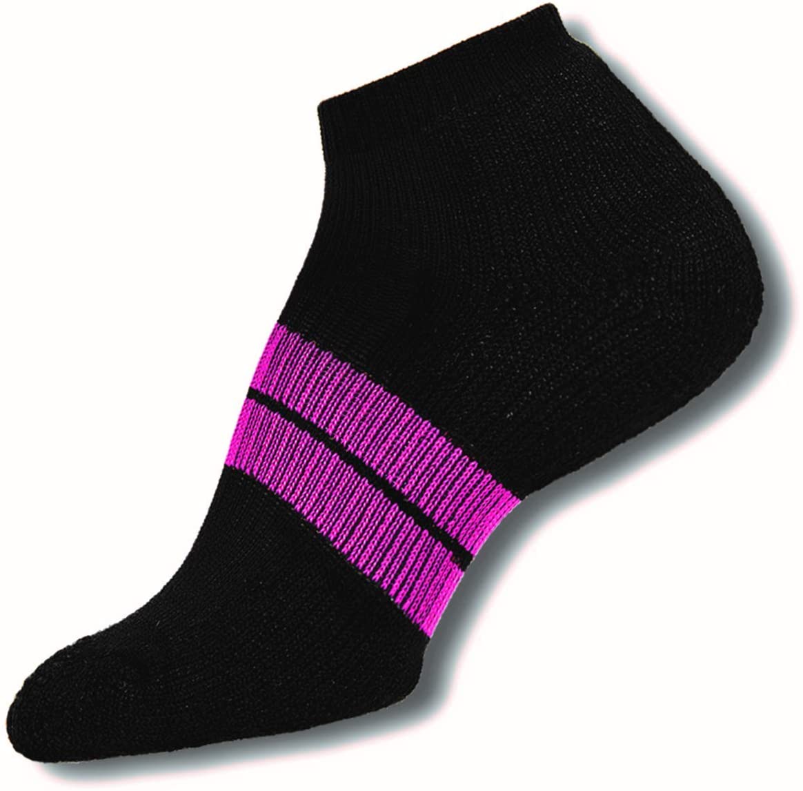Thorlos Women's 84 N Runner No Show Socks - Black/Dark Pink, Medium